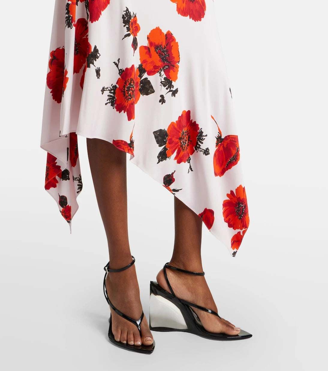 Alaïa - Floral asymmetric jersey midi skirt