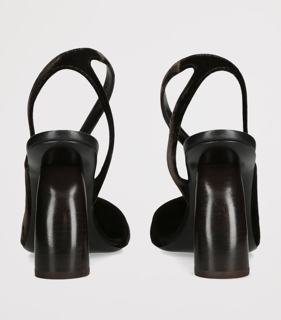 DRIES VAN NOTEN Brown Velvet Abstrack Slingback Heels 95