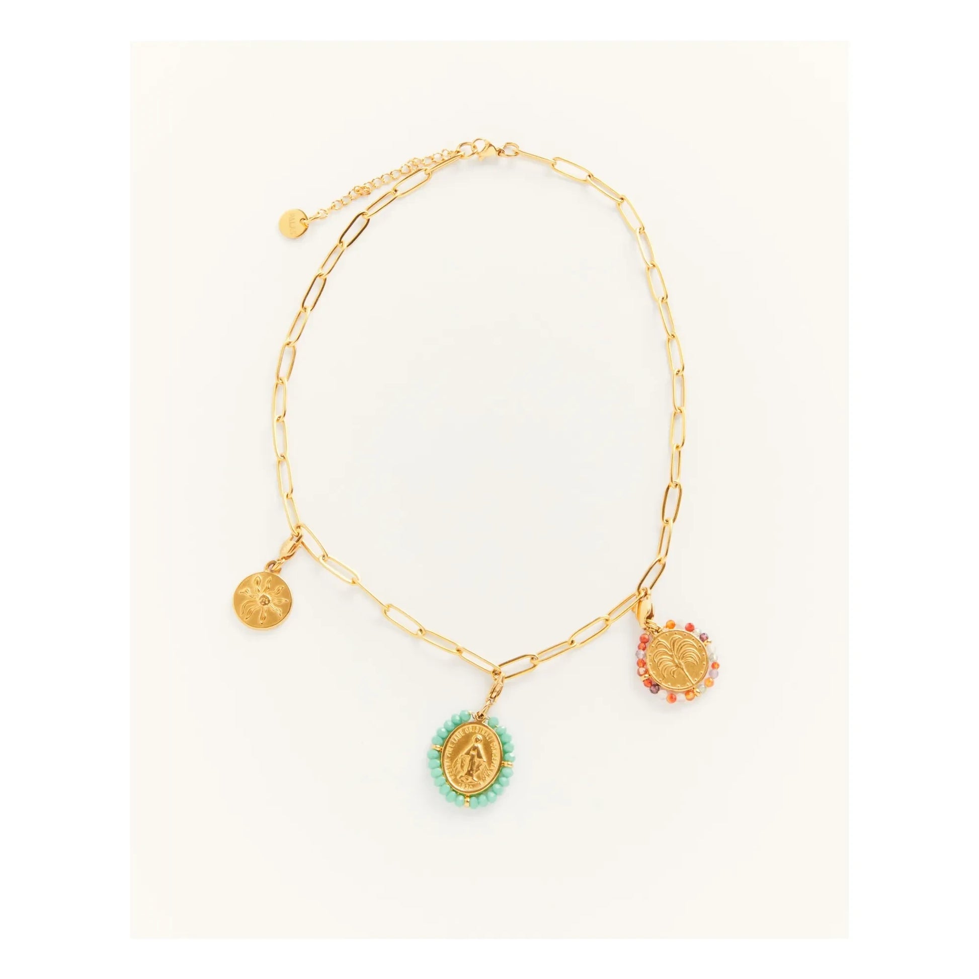 Palas - Colored Charms and Links Necklace | Gold