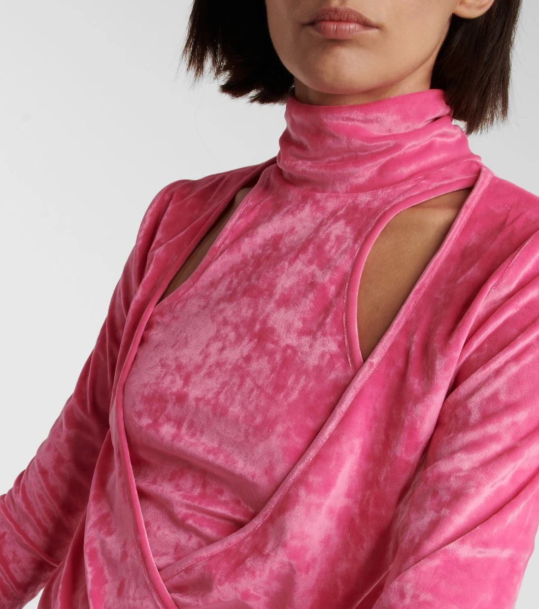 Ganni - Cutout wrap velvet top