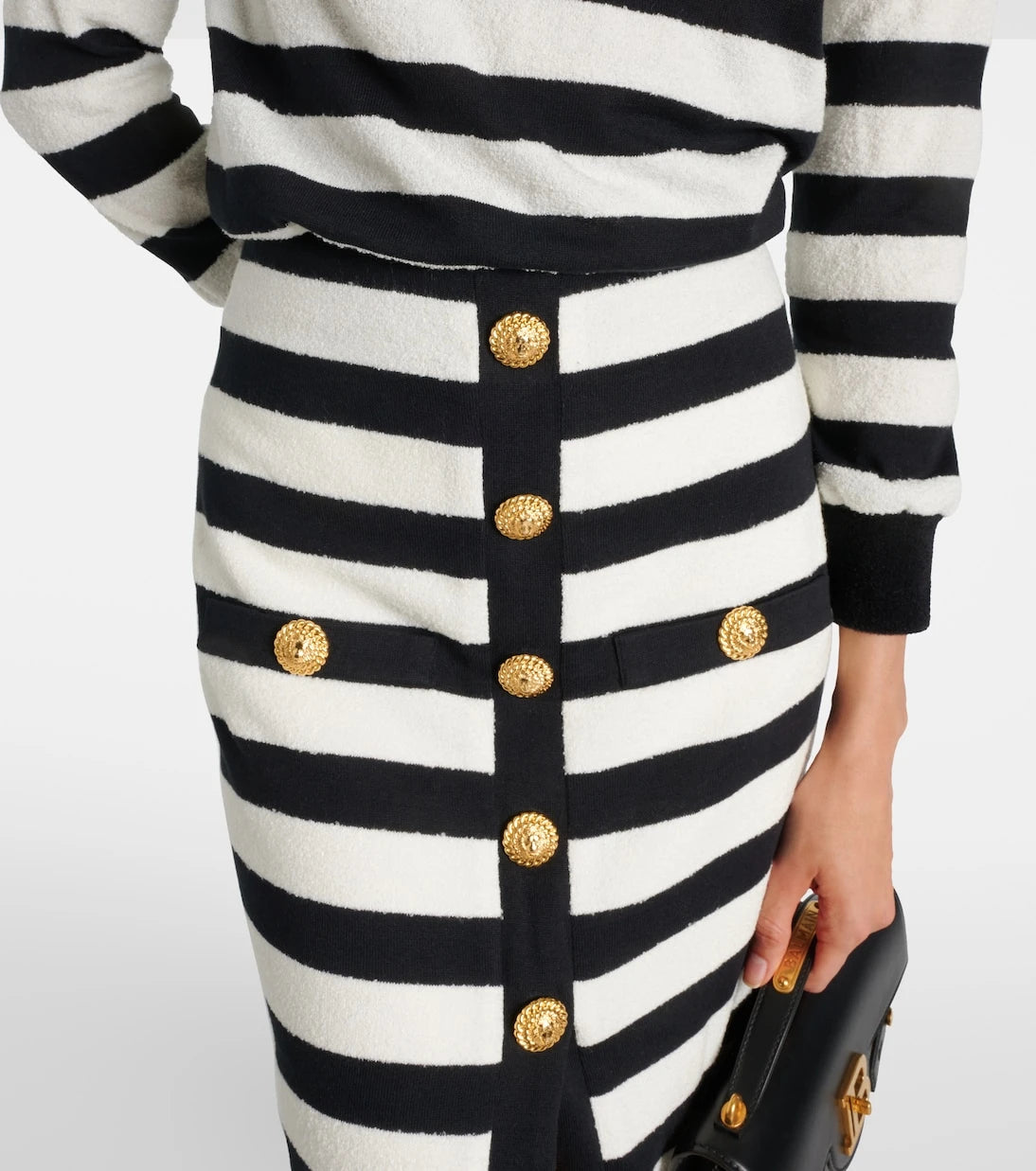 Balmain - Striped midi skirt