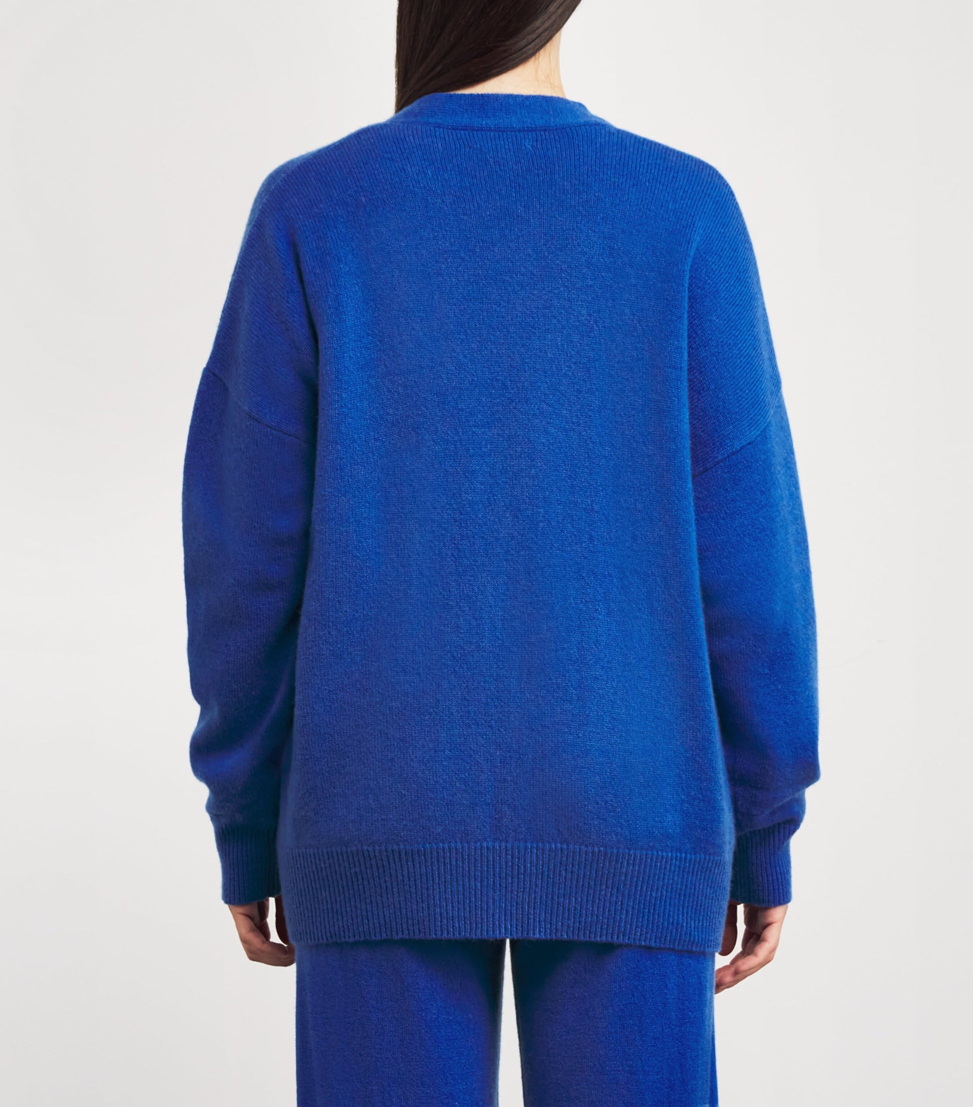 William Sharp Blue Cashmere Crystal-Embellished Cardigan