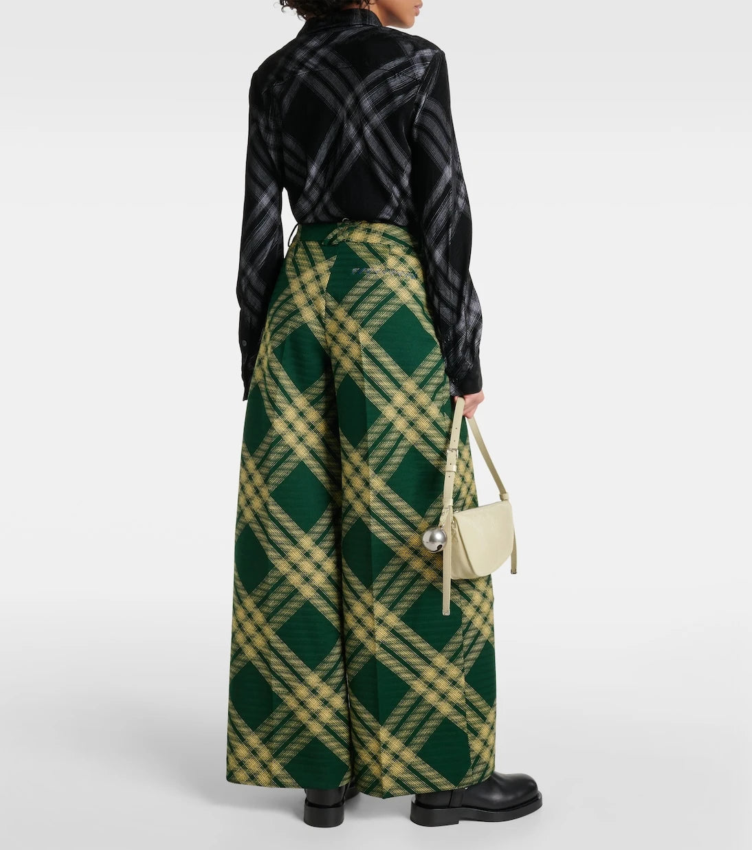 Burberry - Checked wool twill wide-leg pants