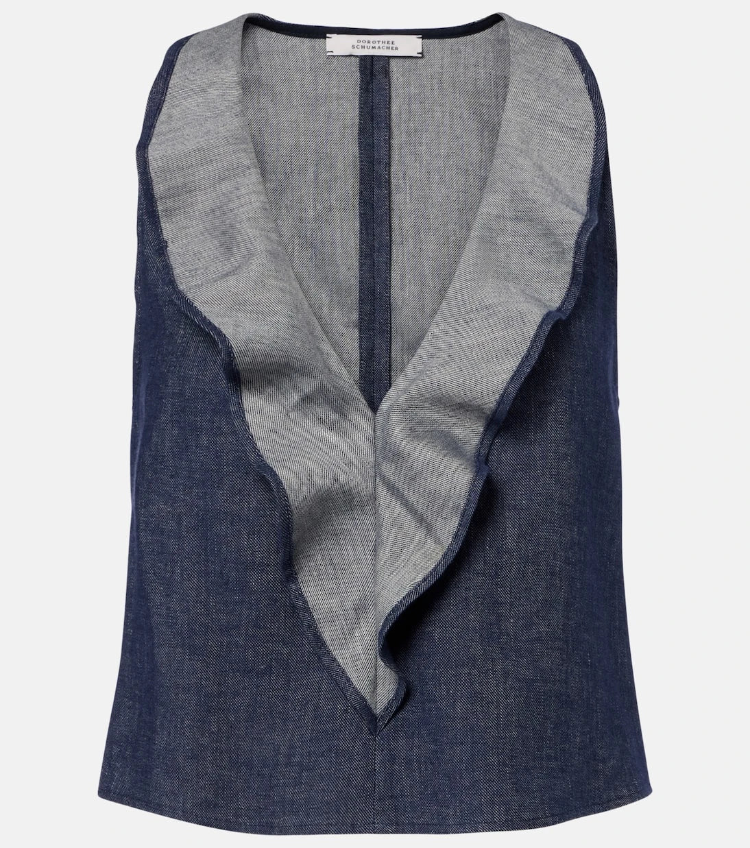 Dorothee Schumacher - Fluid Denim ruffled crop top