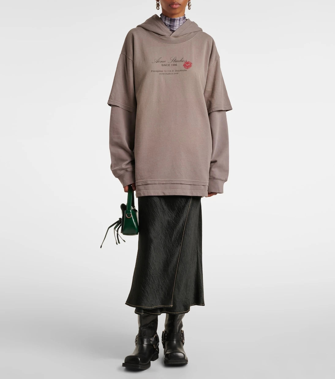 Acne Studios - Baskılı pamuklu jarse kapüşonlu üst