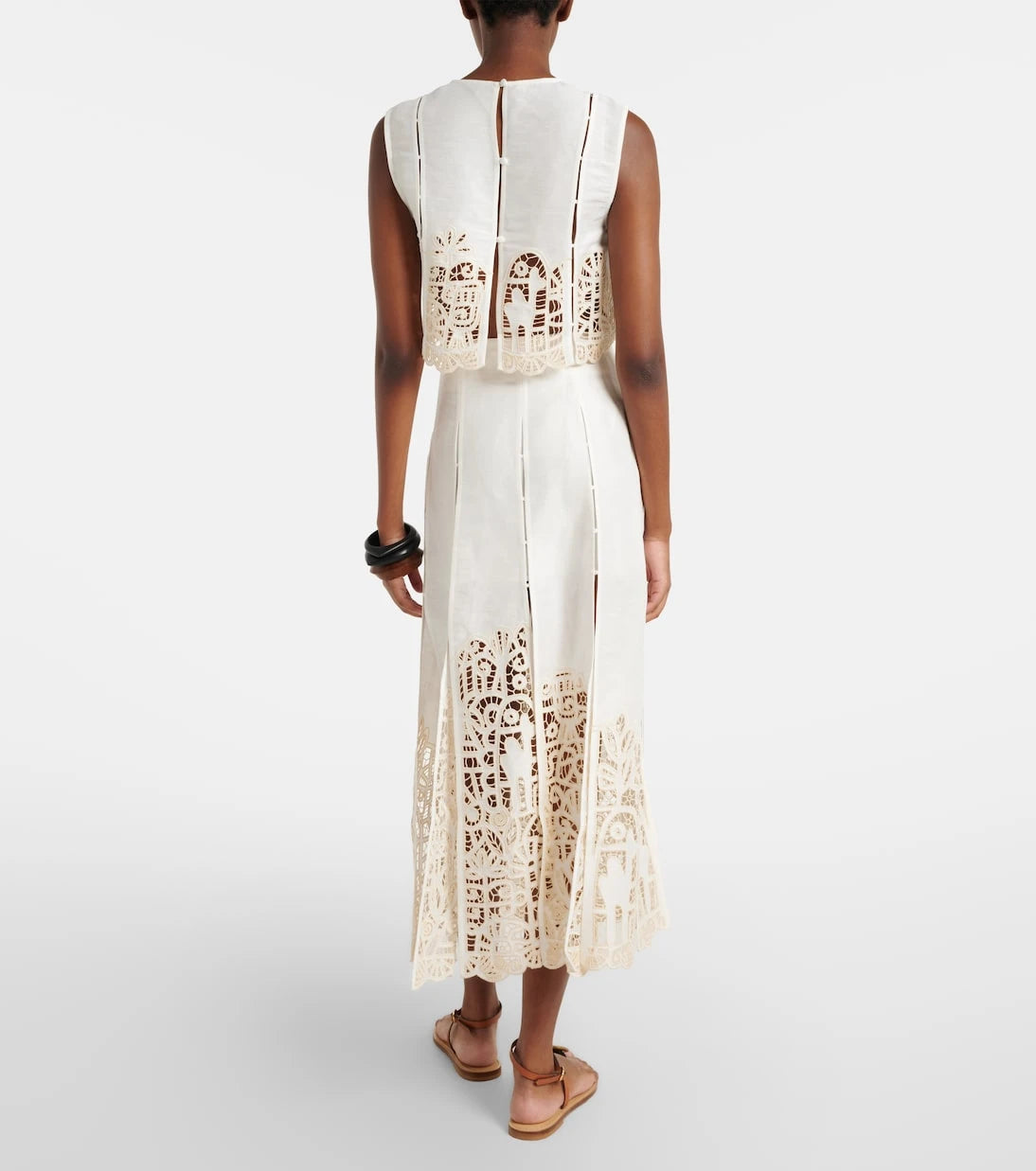 Alémais - Rosemary linen-blend midi skirt