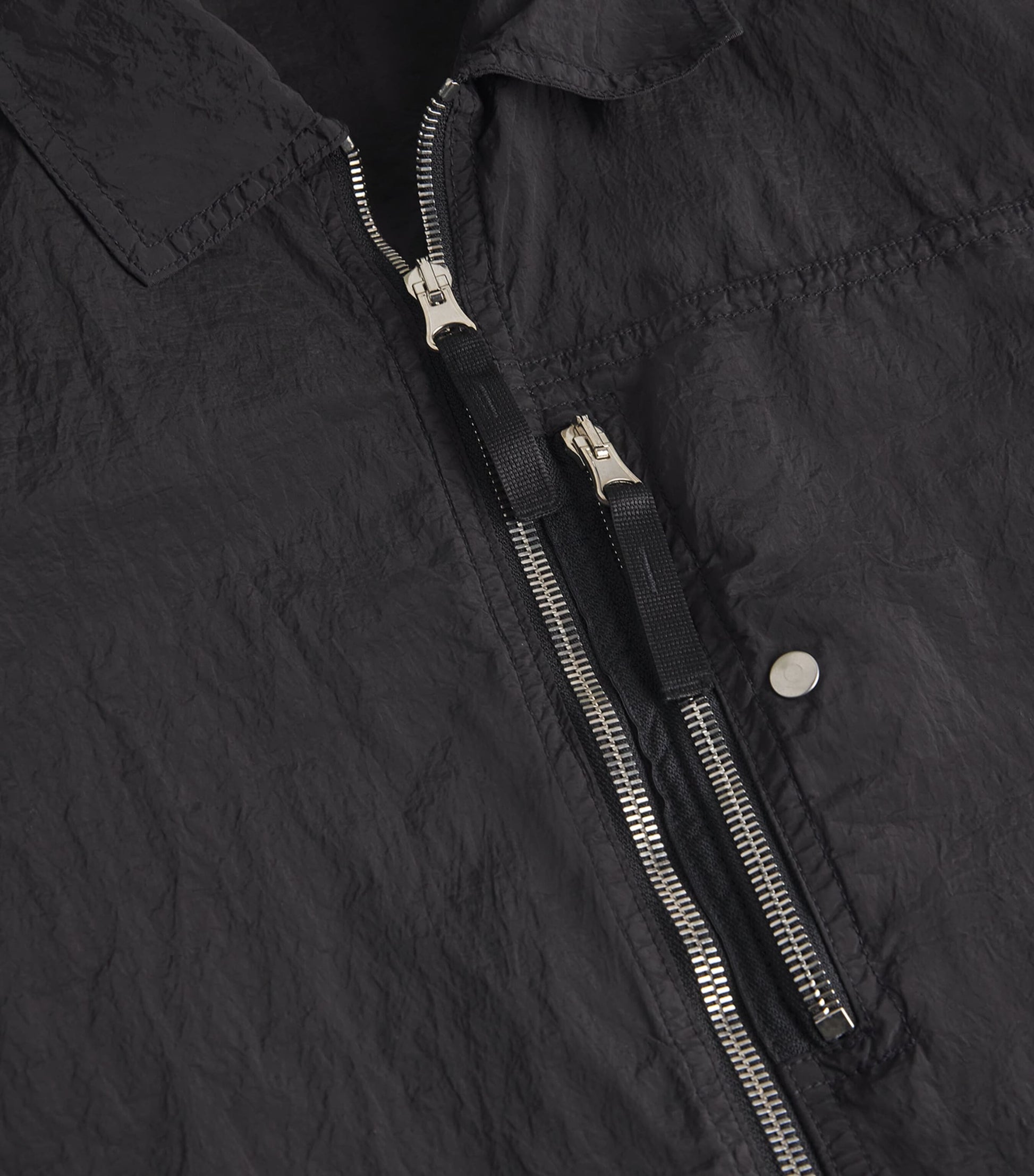 Stone Island Black Nylon Compass Oversized Shirt Jacket