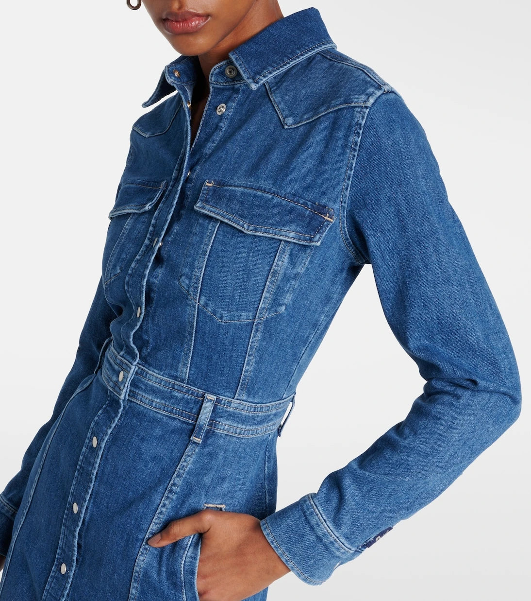 7 For All Mankind - فستان دنيم متوسط الطول