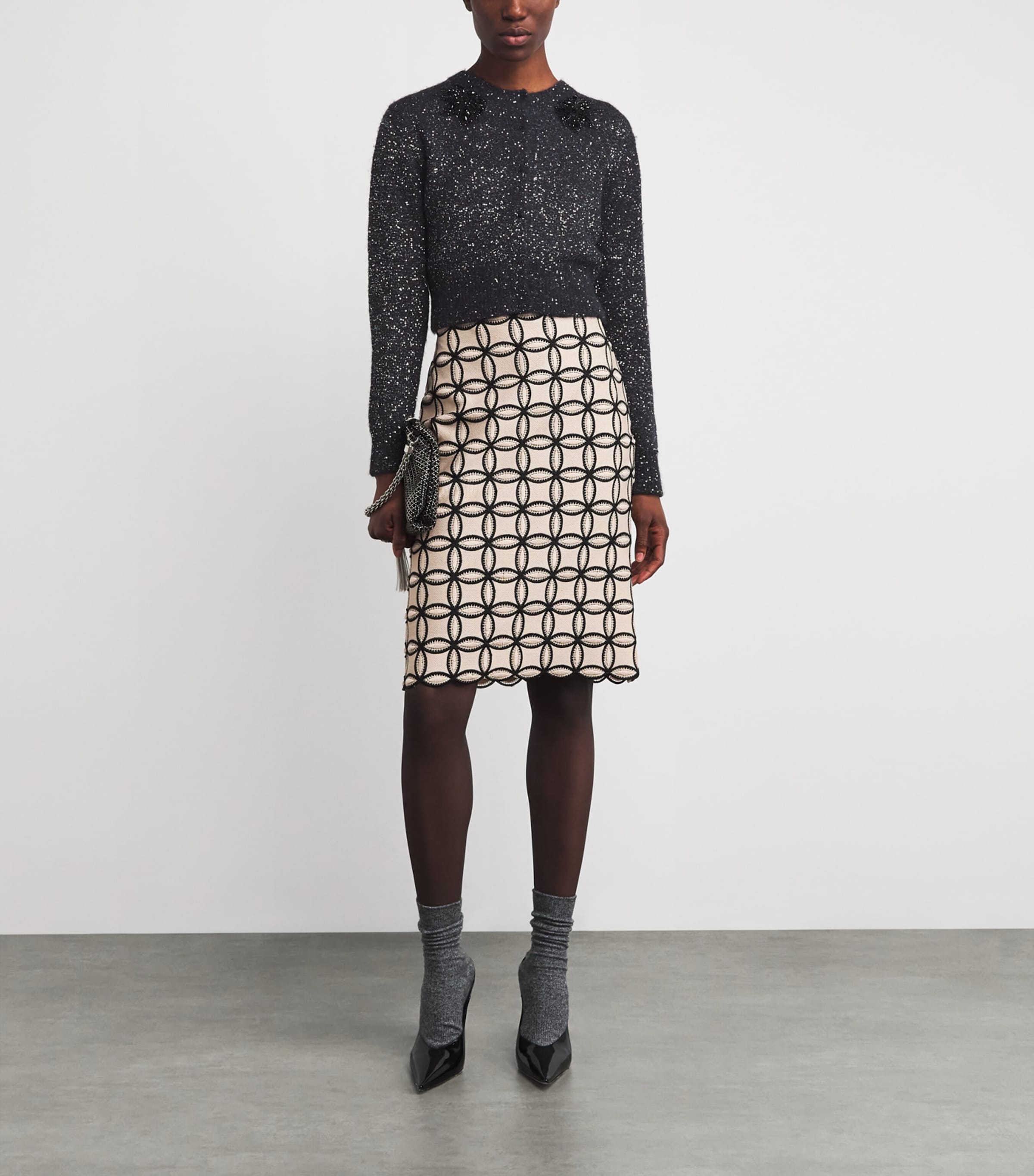 Erdem Black Wool-Blend Sequin Cardigan