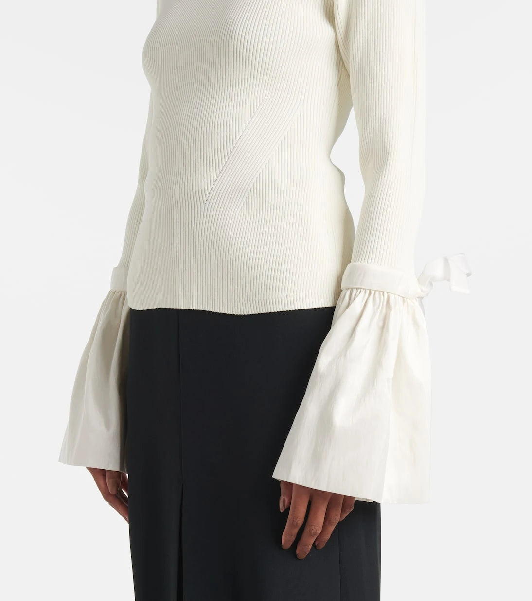 Simkhai - Agata taffeta-trimmed ribbed-knit top