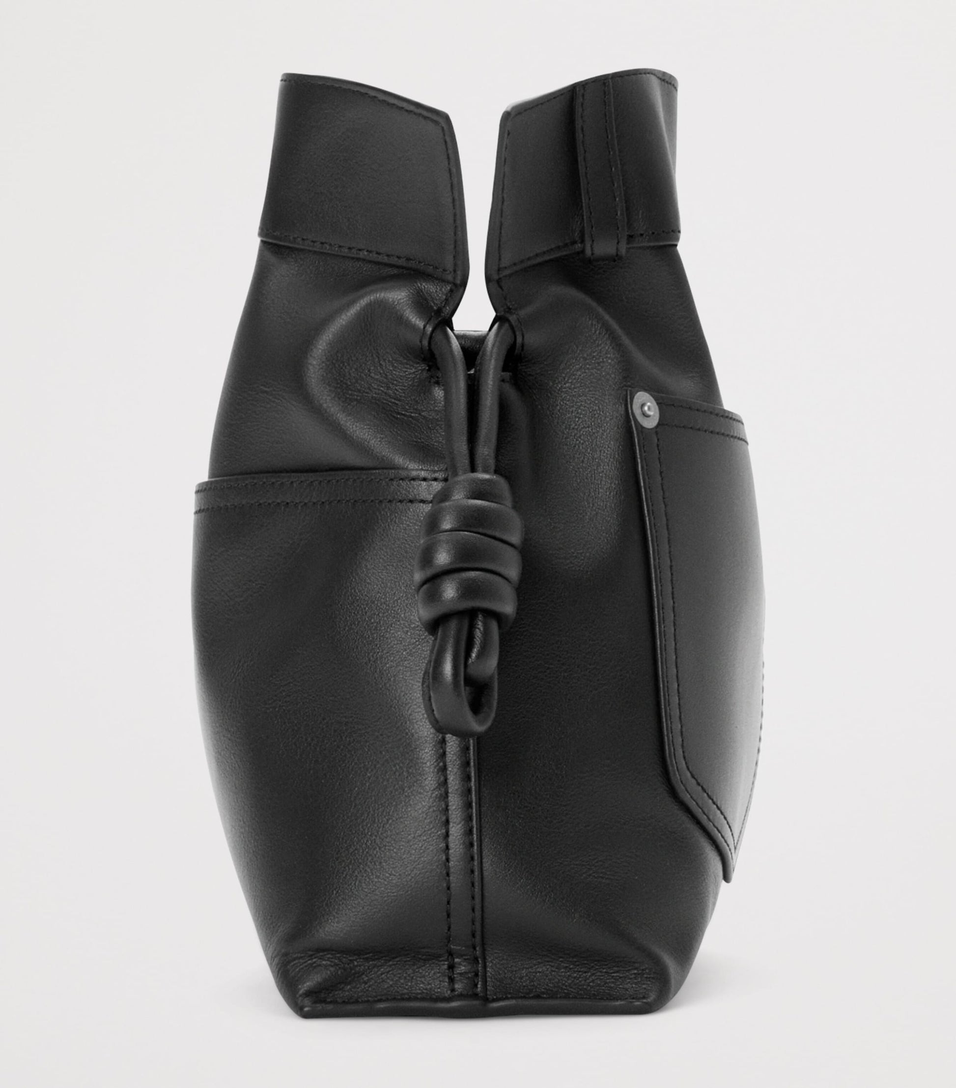 Leather Jean-Detail Flamenco Clutch Bag