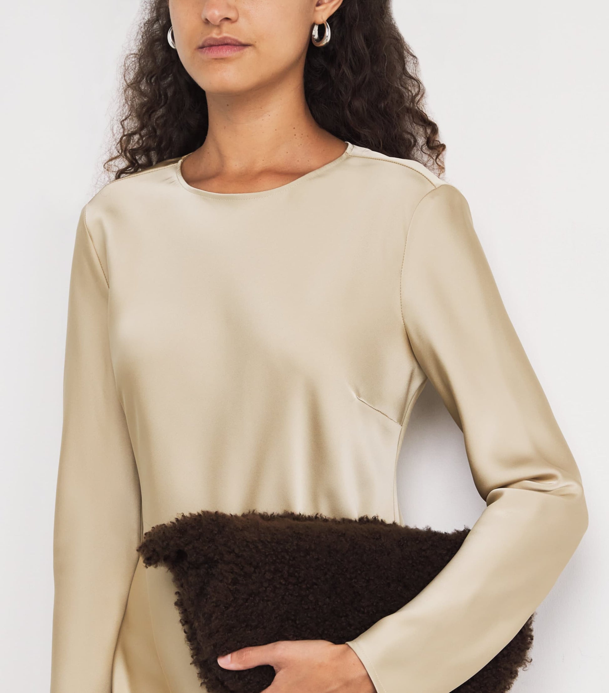 MAX&Co. Beige Satin Midi Dress