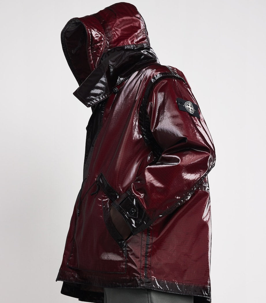 Burgundy Uneven Ripstop Prismatico Parka