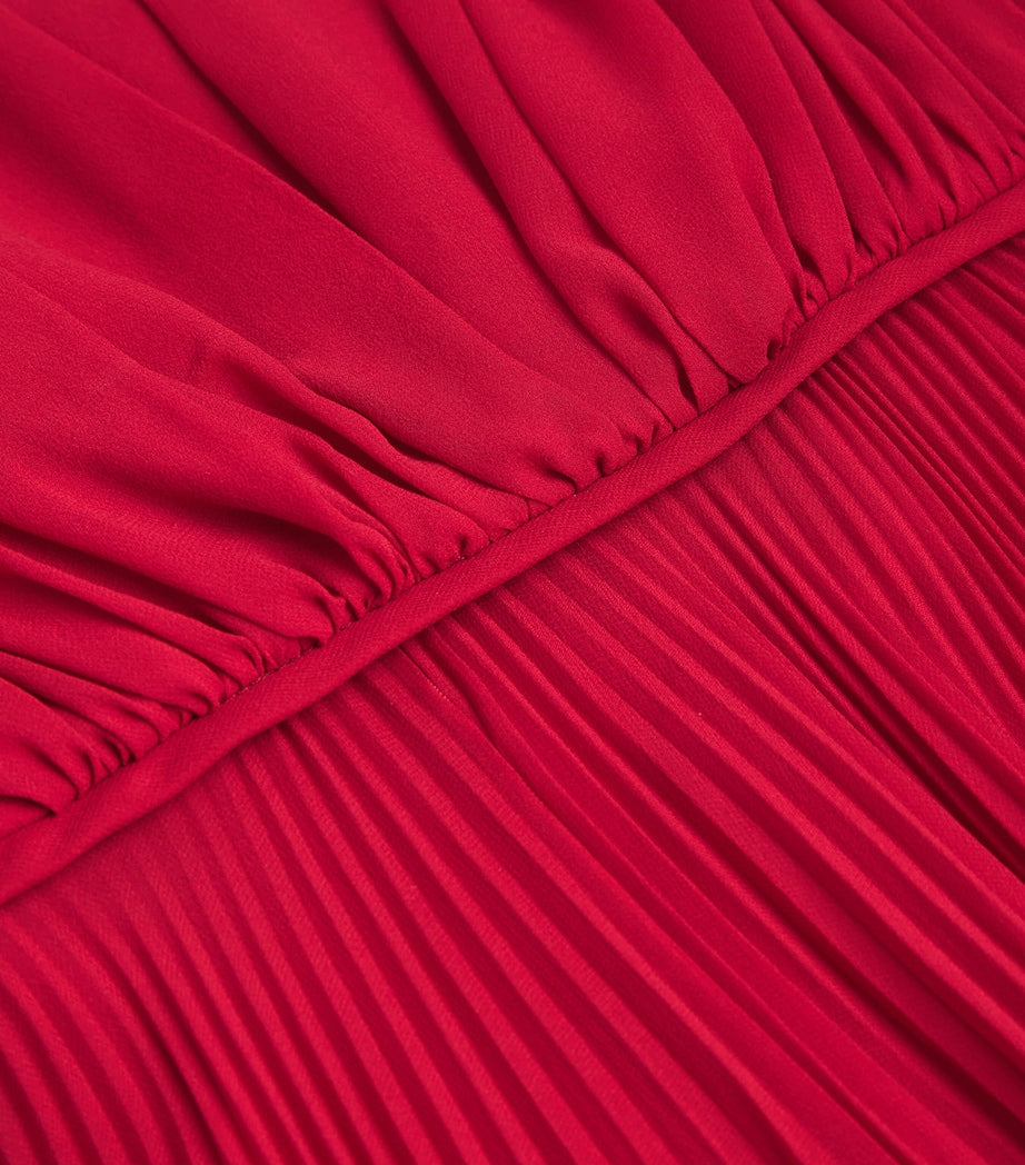Red Silk-Georgette Pleated Gown