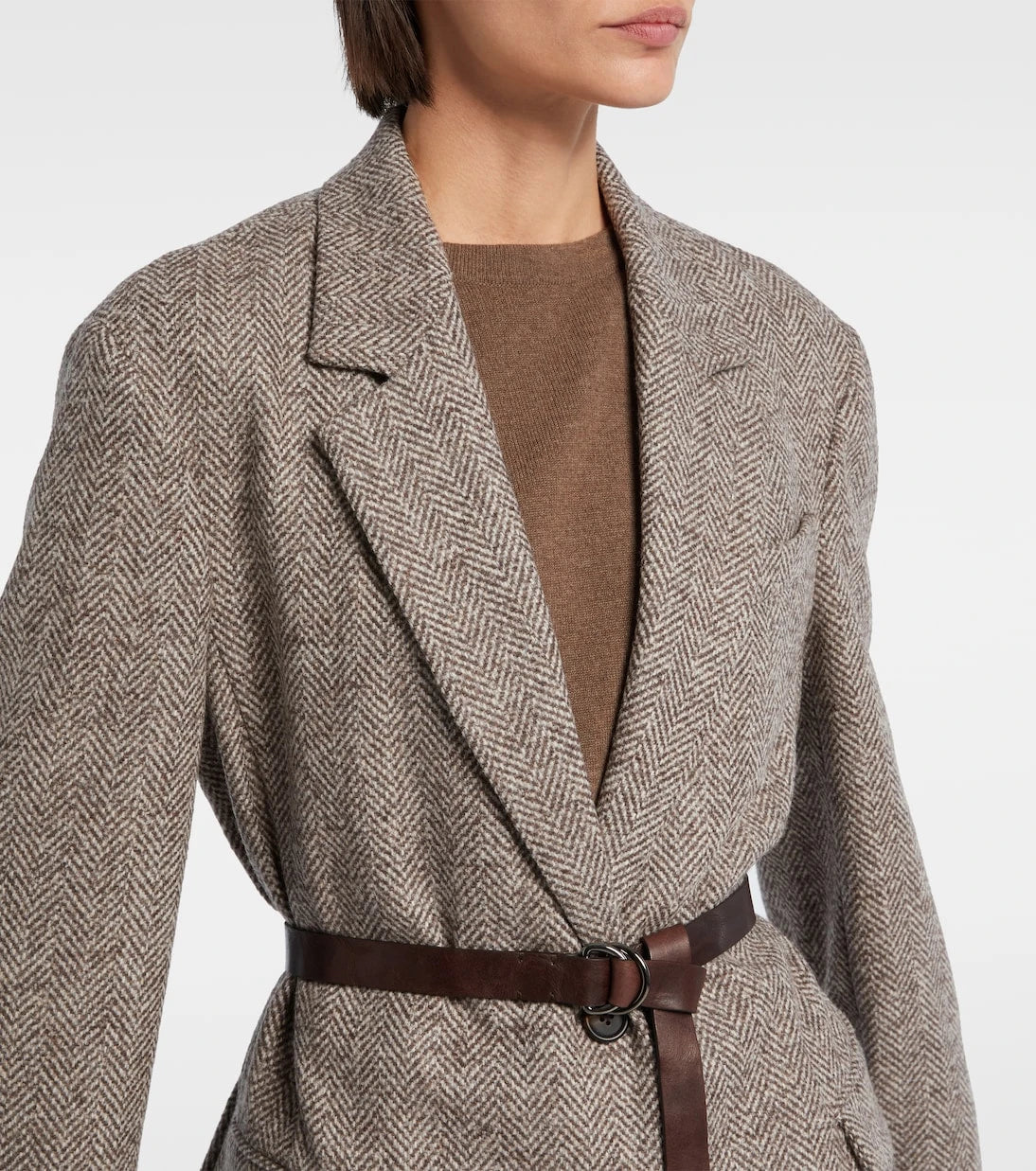 Brunello Cucinelli - Kuşaklı balıksırtı yün karışımlı blazer