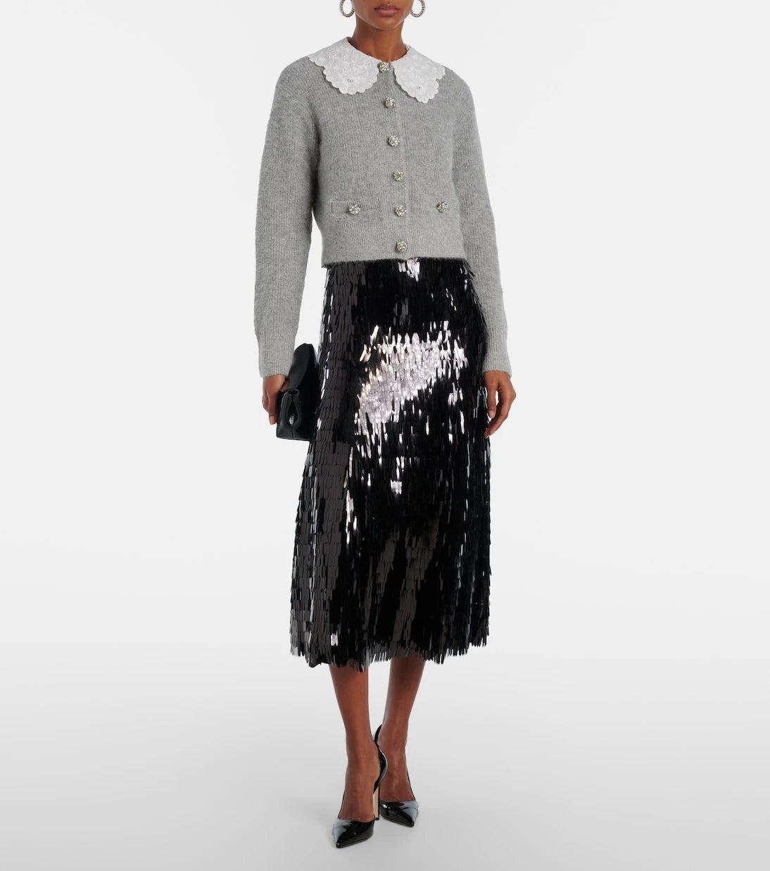 Self-Portrait - Embellished lace-trimmed cardigan