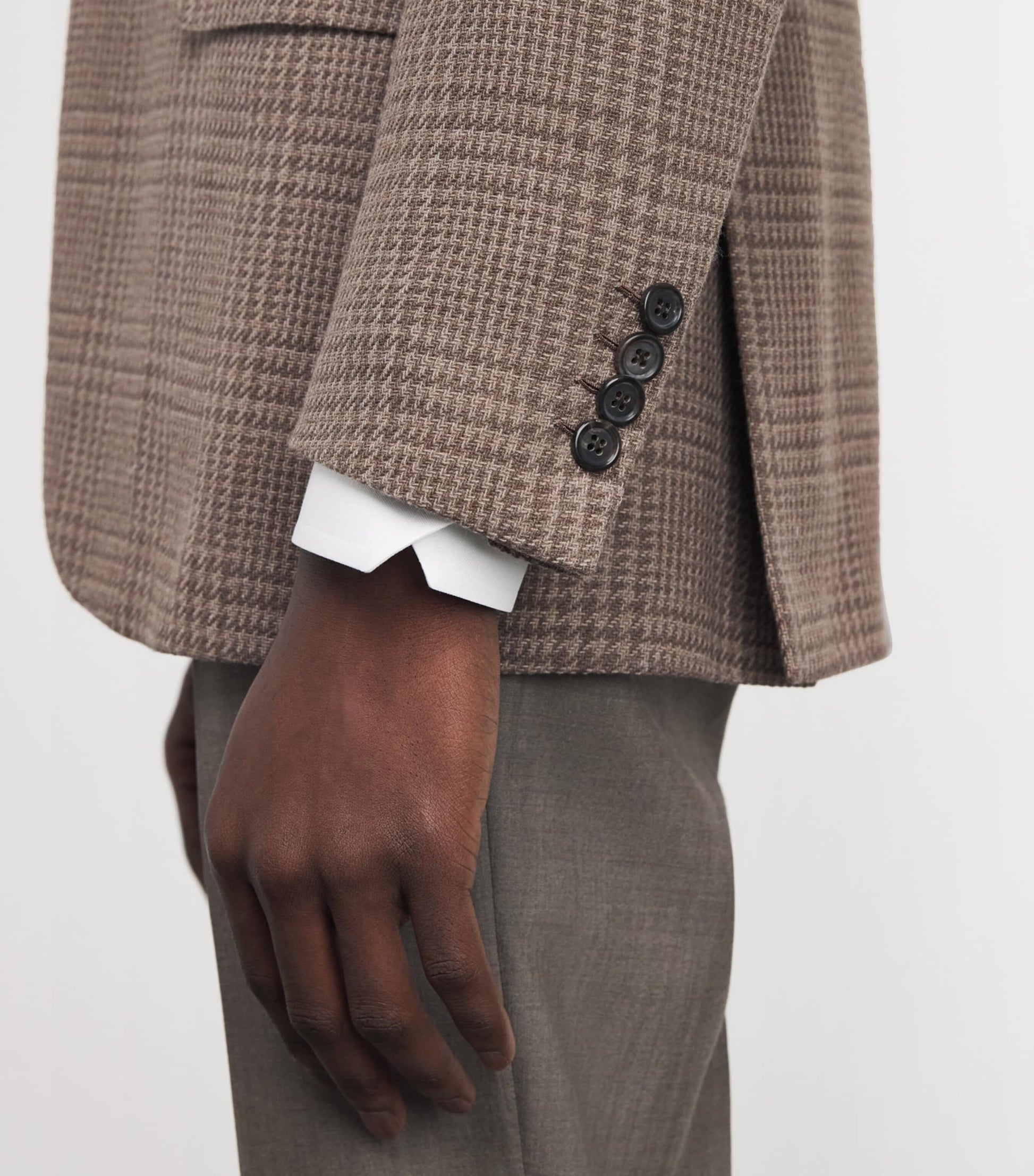 Brioni Brown Wool-Silk Check Blazer