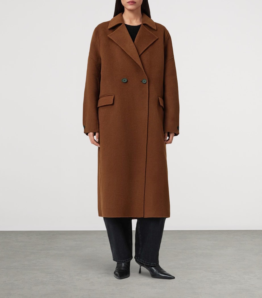 AllSaints Brown Wool-Blend Sellma Coat