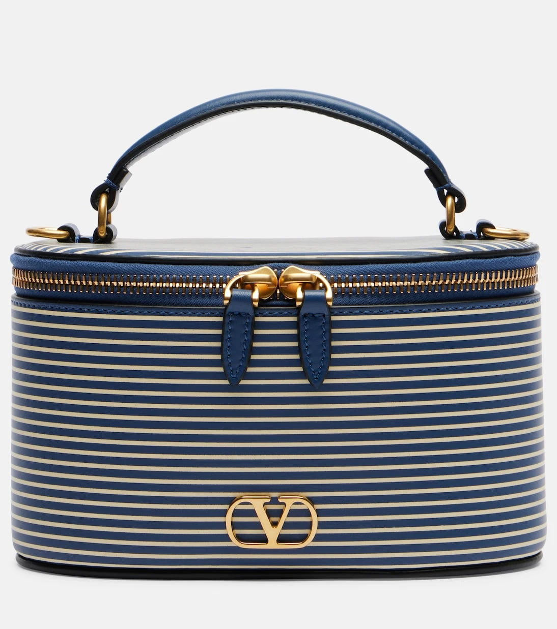 Valentino Garavani - VLogo Mini striped leather vanity bag