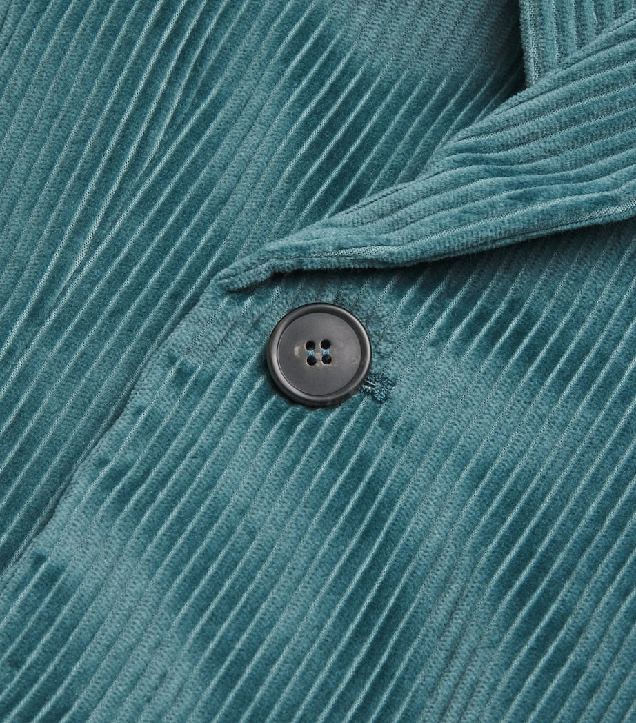 Weekend Max Mara Blue Corduroy Double-Breasted Blazer