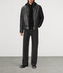 AllSaints Black Leather Furse Puffer Jacket