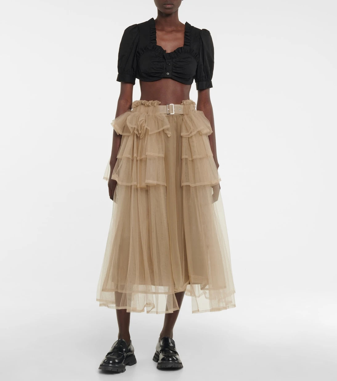 Noir Kei Ninomiya - Ruffled cotton cropped top