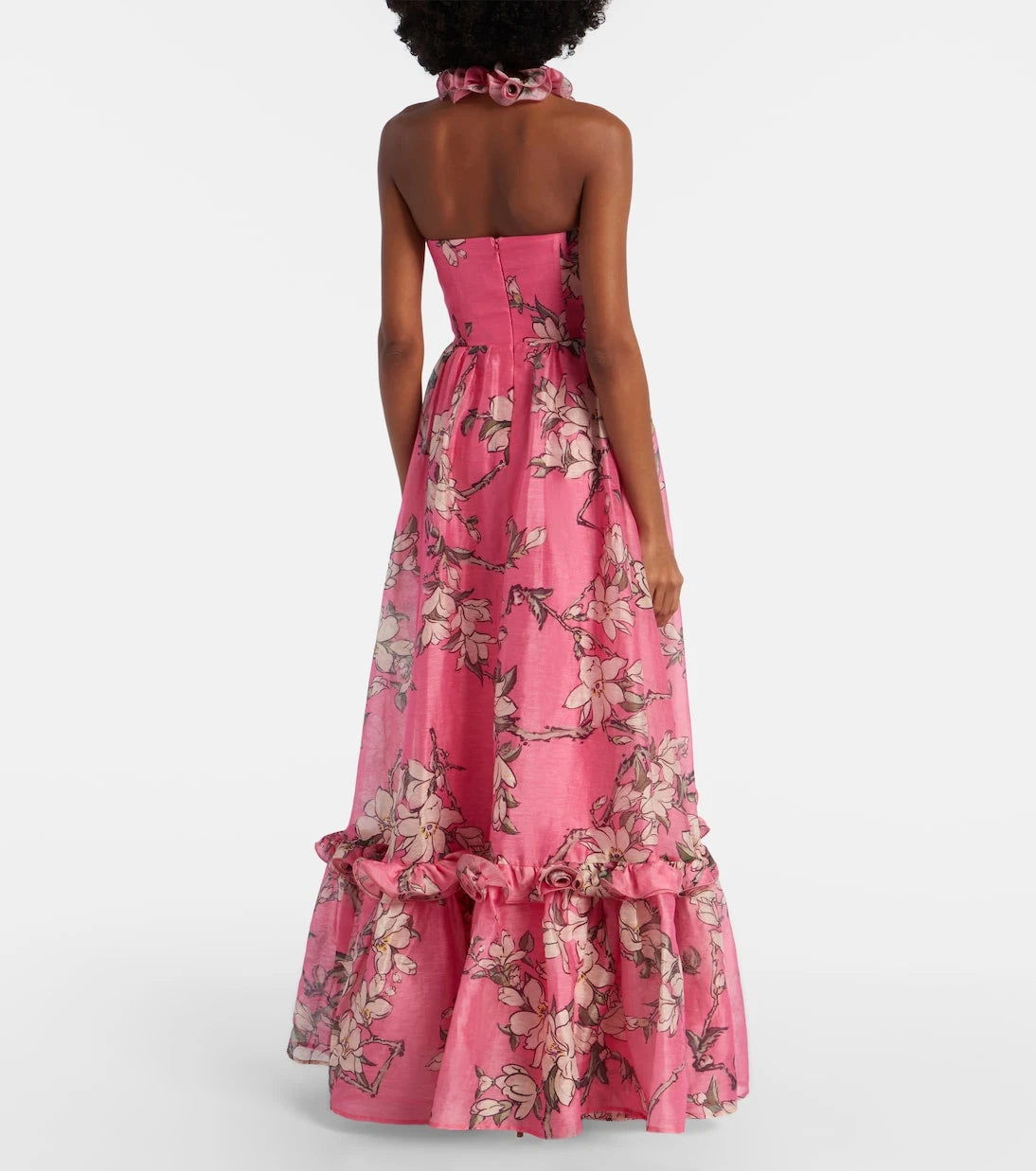 Leo Lin - Isabelle floral ruffled linen-blend gown