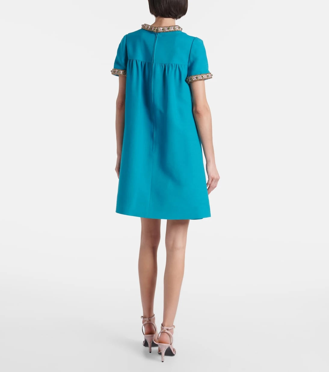 Valentino - Wool and silk embellished cocktail dress