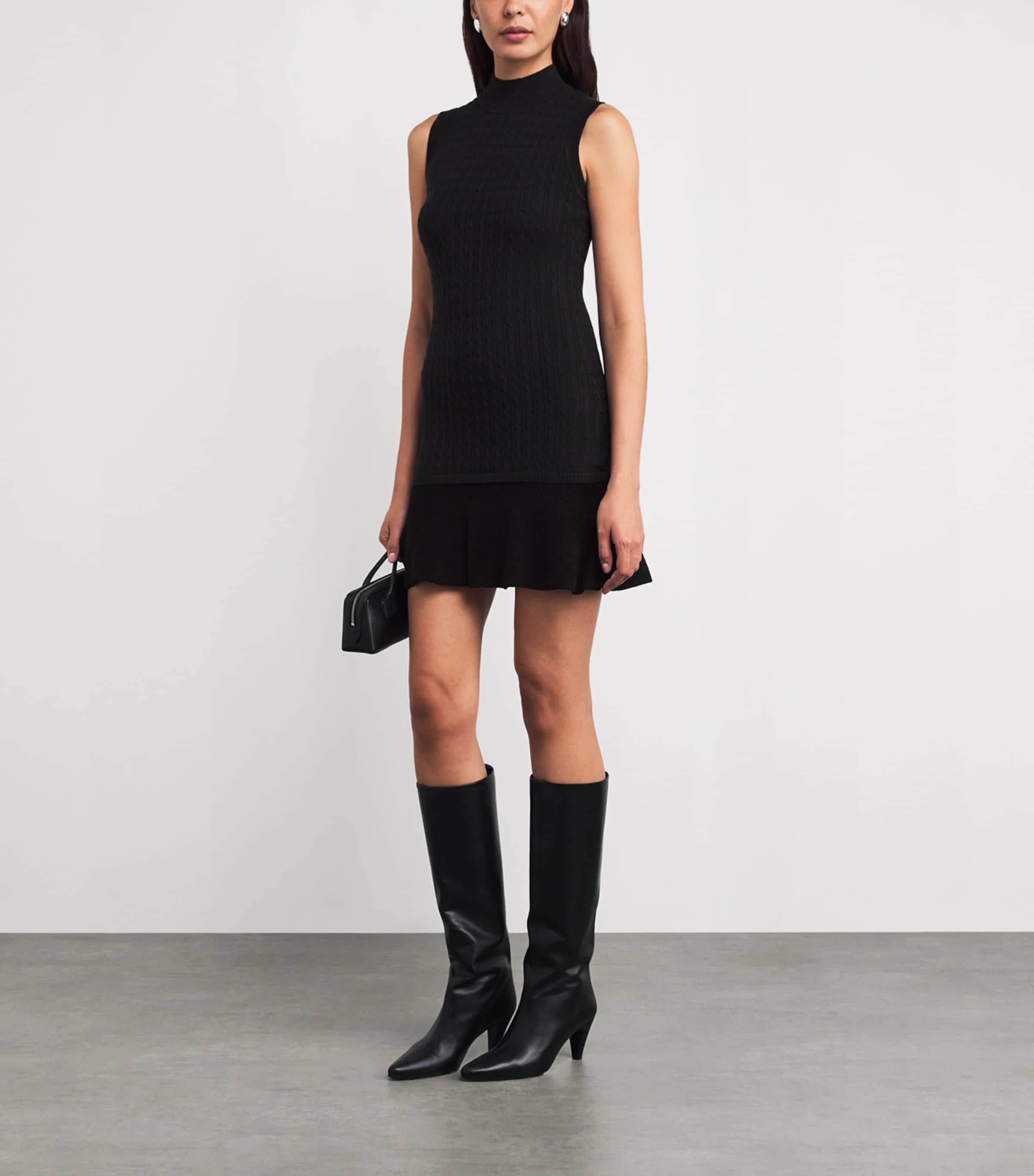 Claudie Pierlot Black Wool-Blend Rollneck Mini Dress