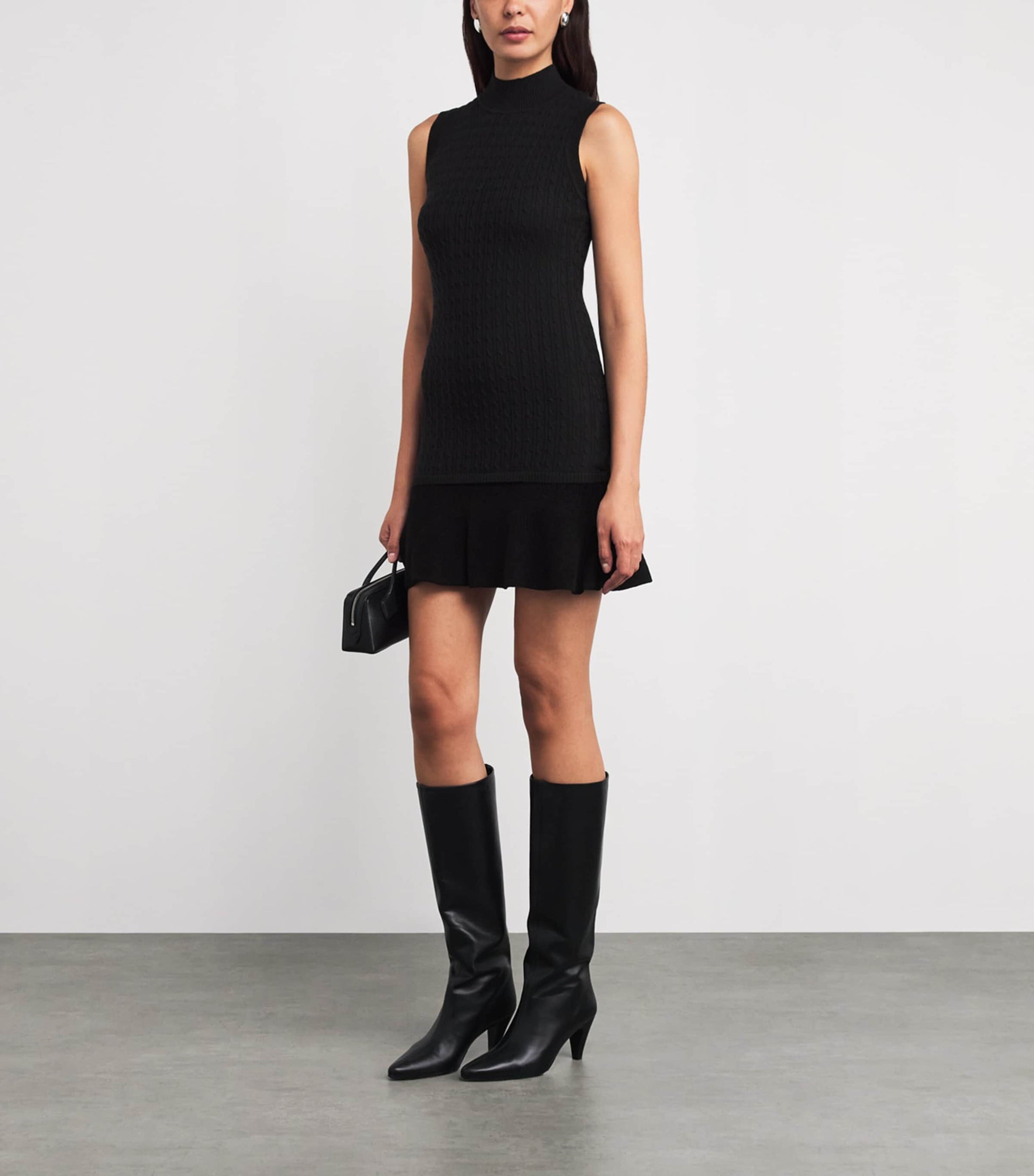Claudie Pierlot Black Wool-Blend Rollneck Mini Dress