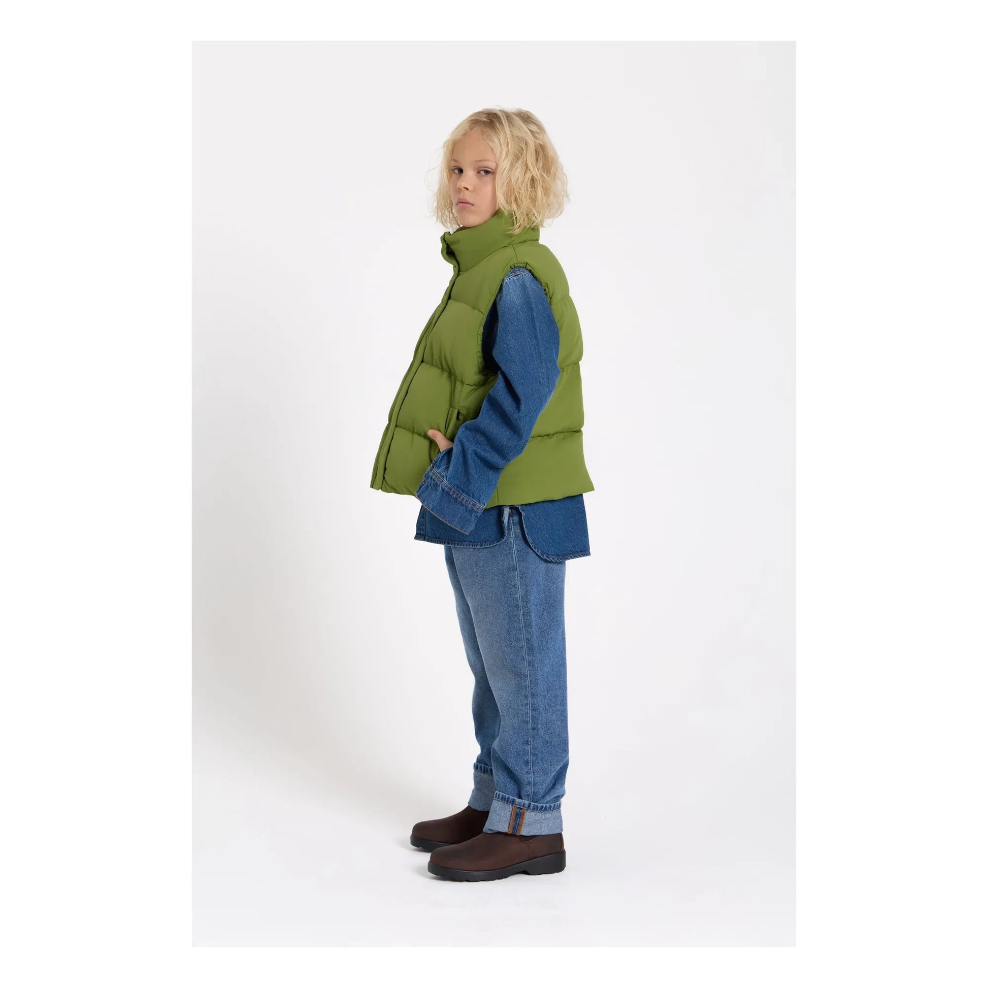 Hundred Pieces - Temper Recycled Fiber Sleeveless Down Jacket | Green