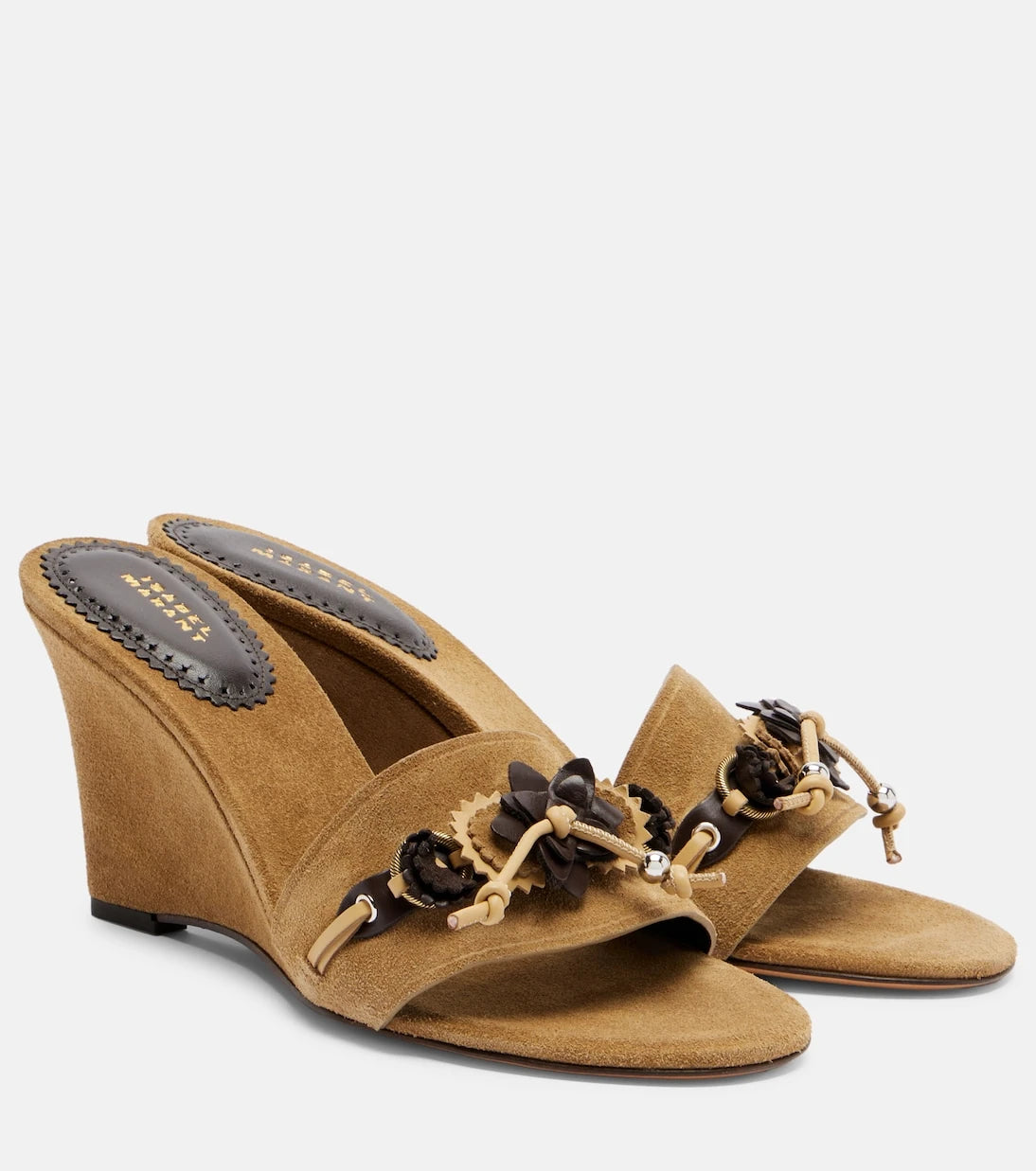 Isabel Marant - Anee embellished suede wedge mules