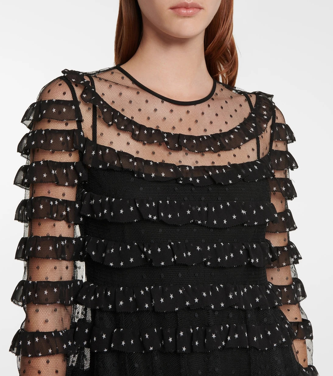 REDValentino - Point d'esprit tulle and georgette minidress