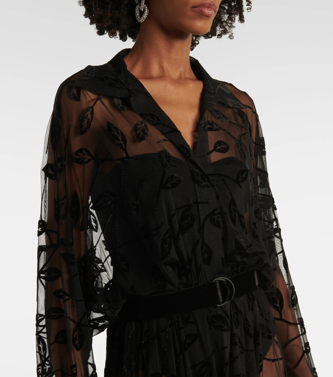 Norma Kamali - Sheer floral mesh maxi dress
