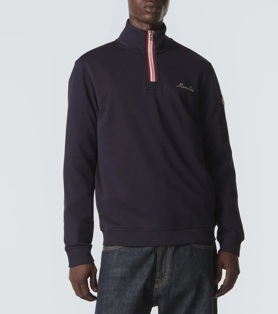 Moncler - Cotton jersey half-zip sweatshirt