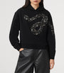AllSaints Black Cotton Embellished Pippa Hoodie