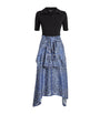 Maje Blue Layered Bandana Print Midi Dress