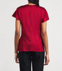 Victoria Beckham Red Crepe Pleat-Gathered Blouse