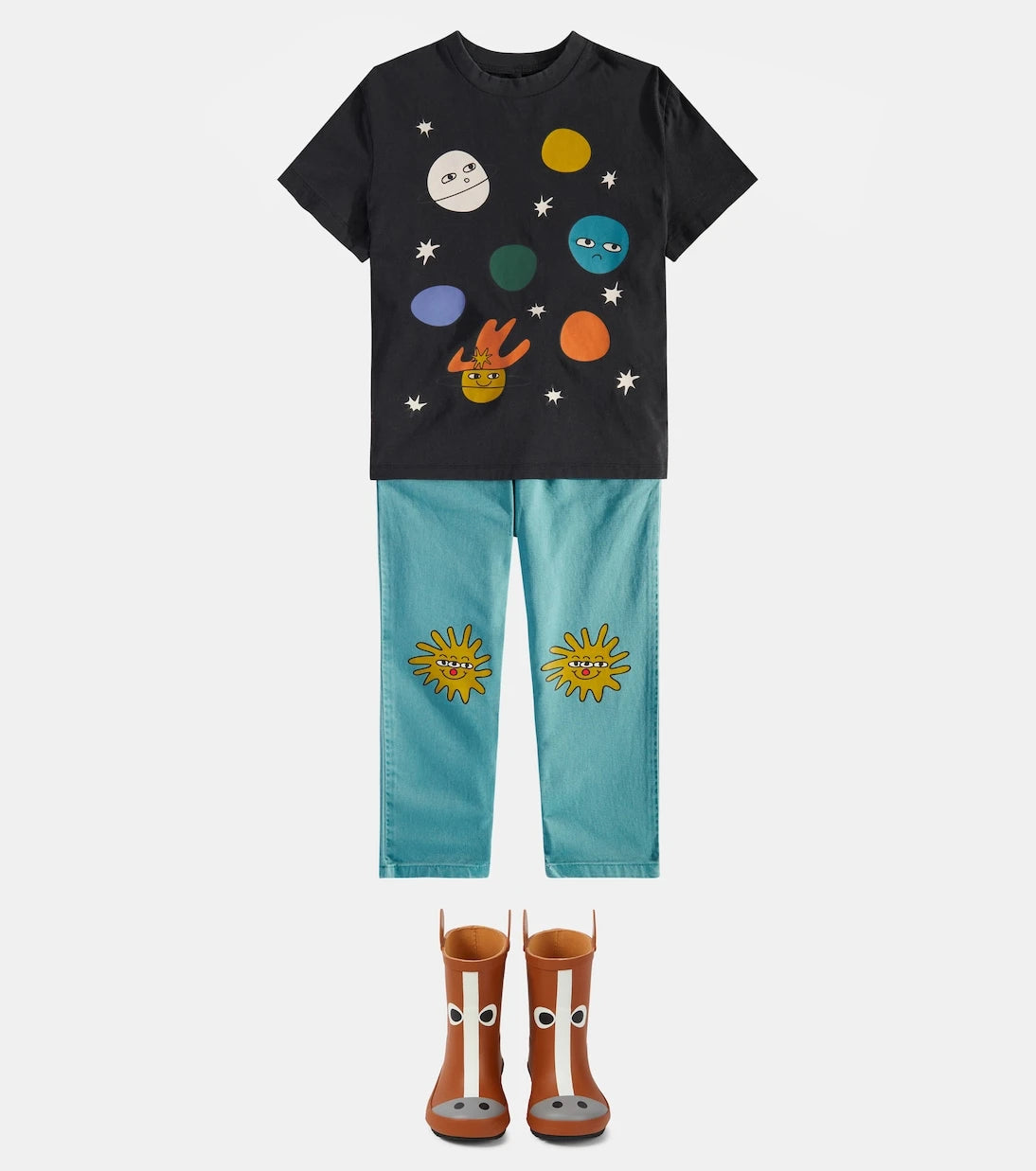 Stella McCartney Kids - بنطال جينز مطبوع بقصّة مستقيمة