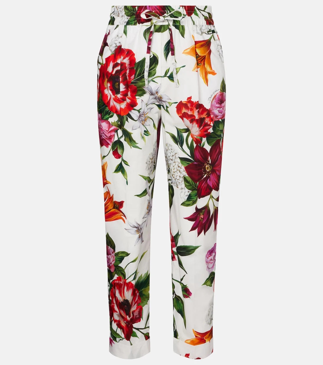 Dolce&Gabbana - Floral high-rise cotton straight pants
