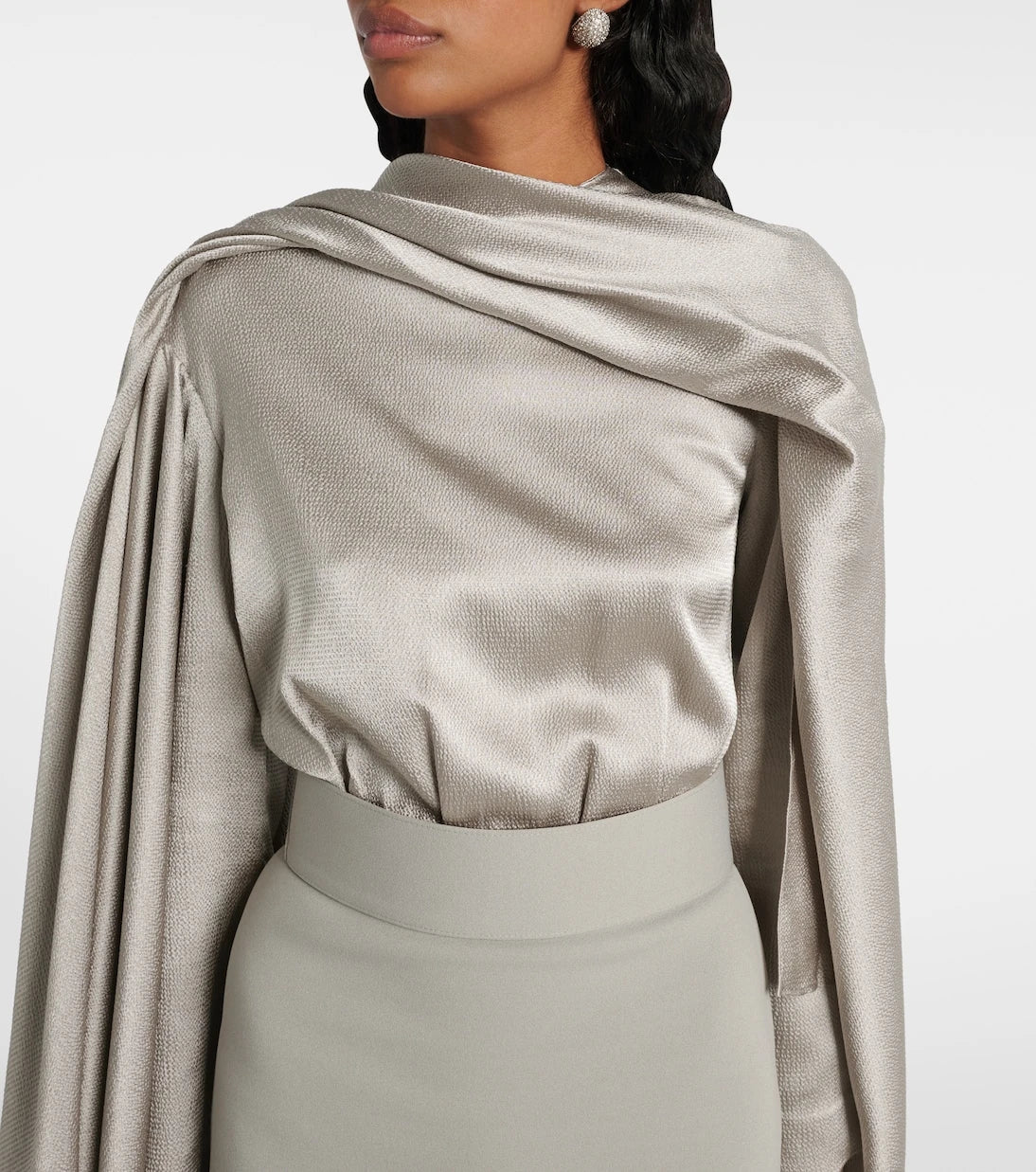Solace London - Rosalia draped satin-trimmed gown