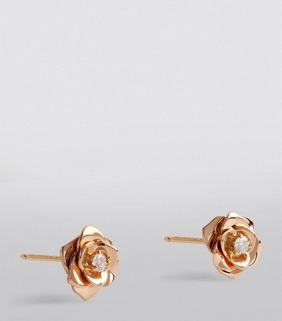 Piaget Rose Gold and Diamond Rose Earrings
