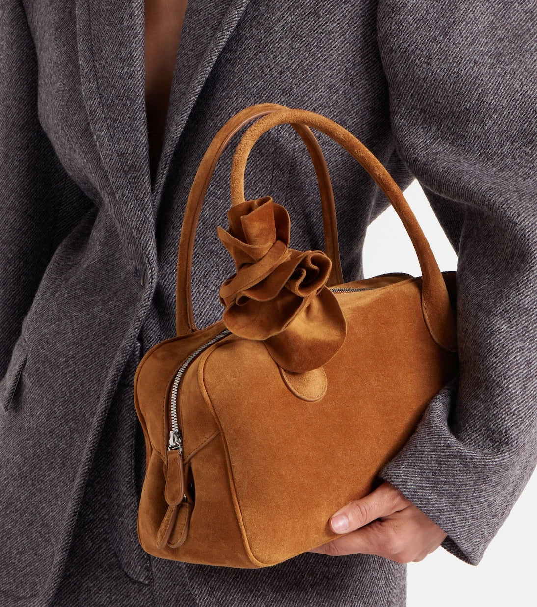 Magda Butrym - Brigitte Small floral-appliqué suede tote bag