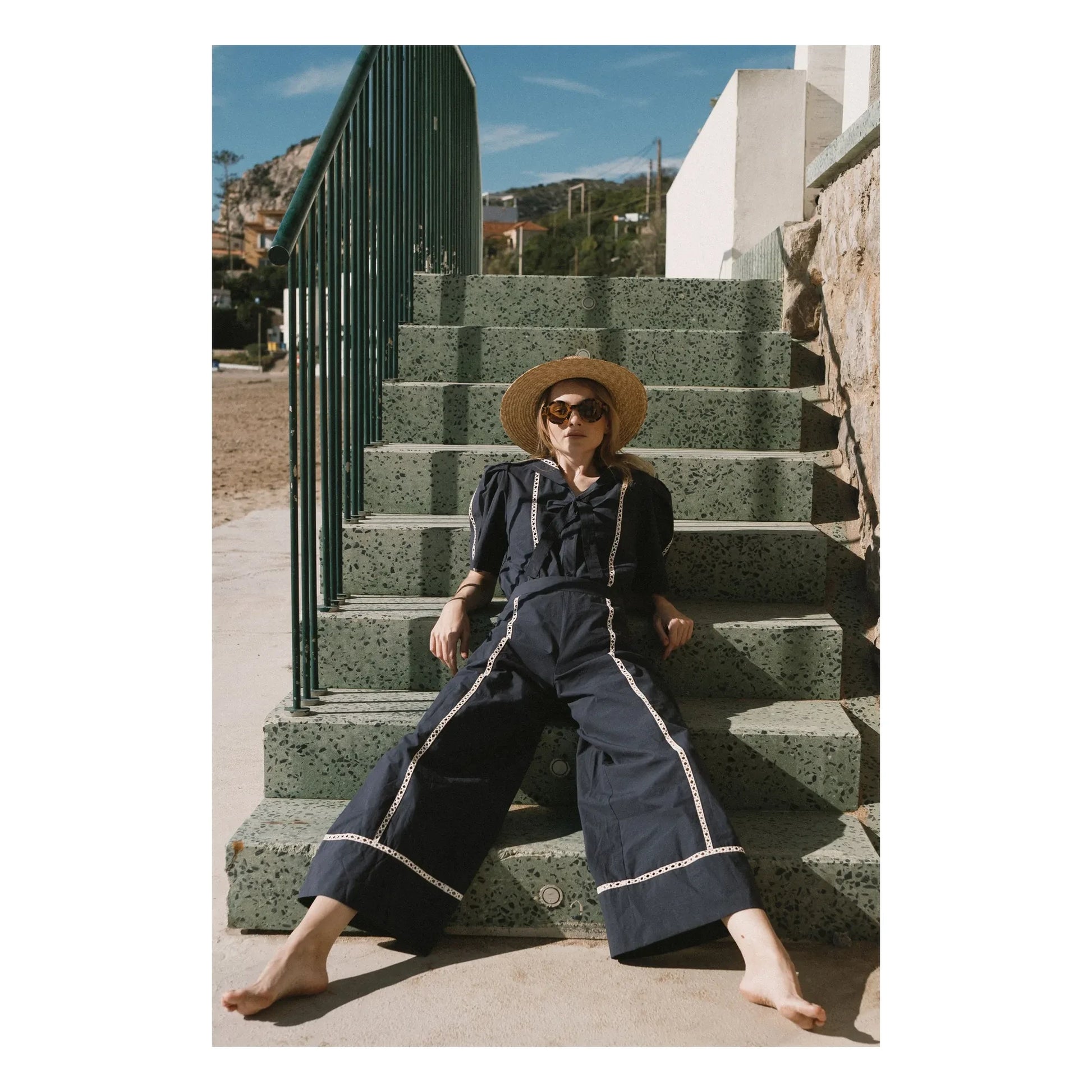 The Tiny Big Sister - Wide Cotton Pants | Navy blue