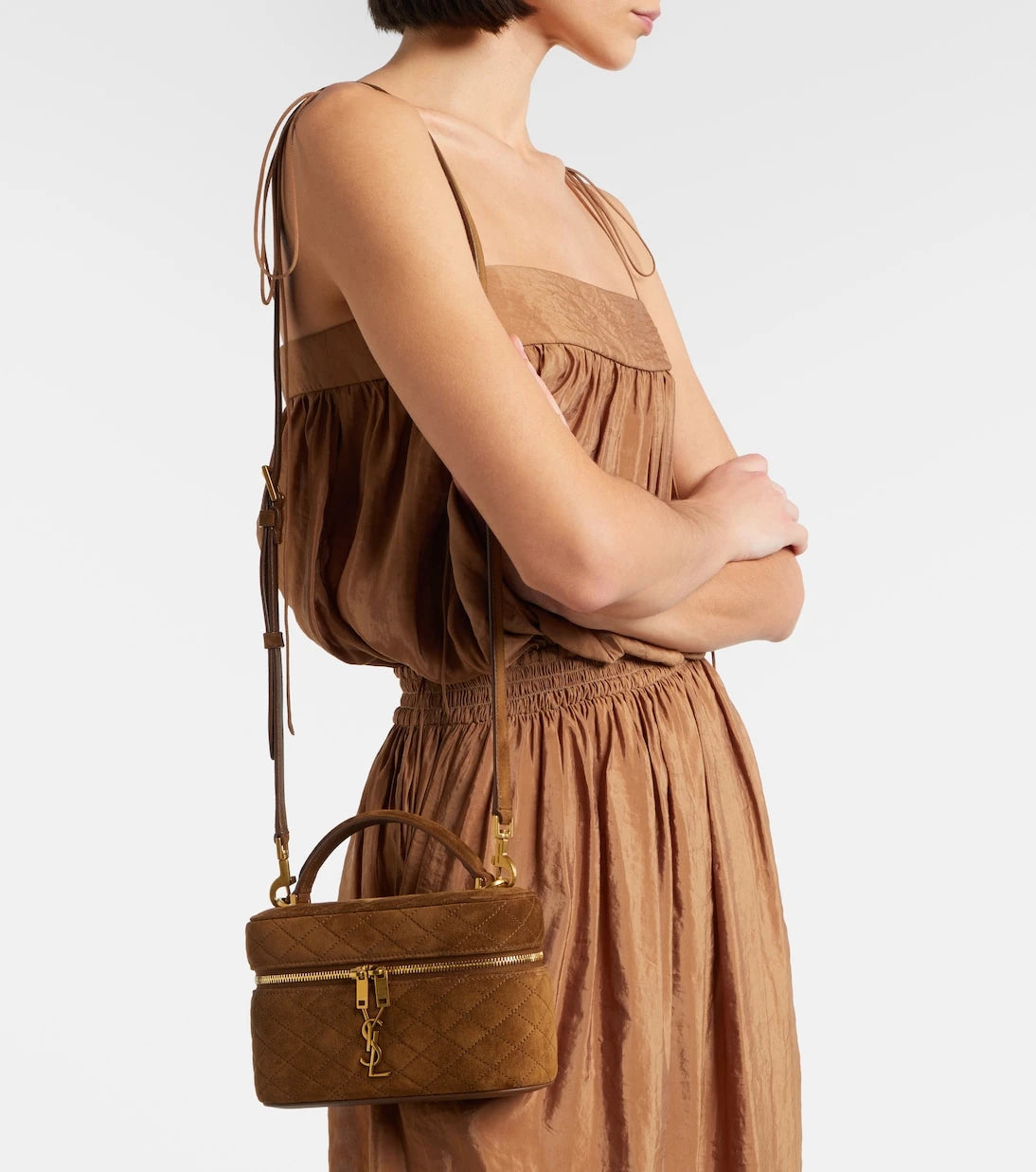 Saint Laurent - Gaby Mini quilted suede vanity bag