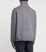 FRAME Grey Wool-Cotton Half-Zip Sweater