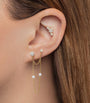 Maria Tash Gold Three Flower Garland Diamond Threaded Stud Earring