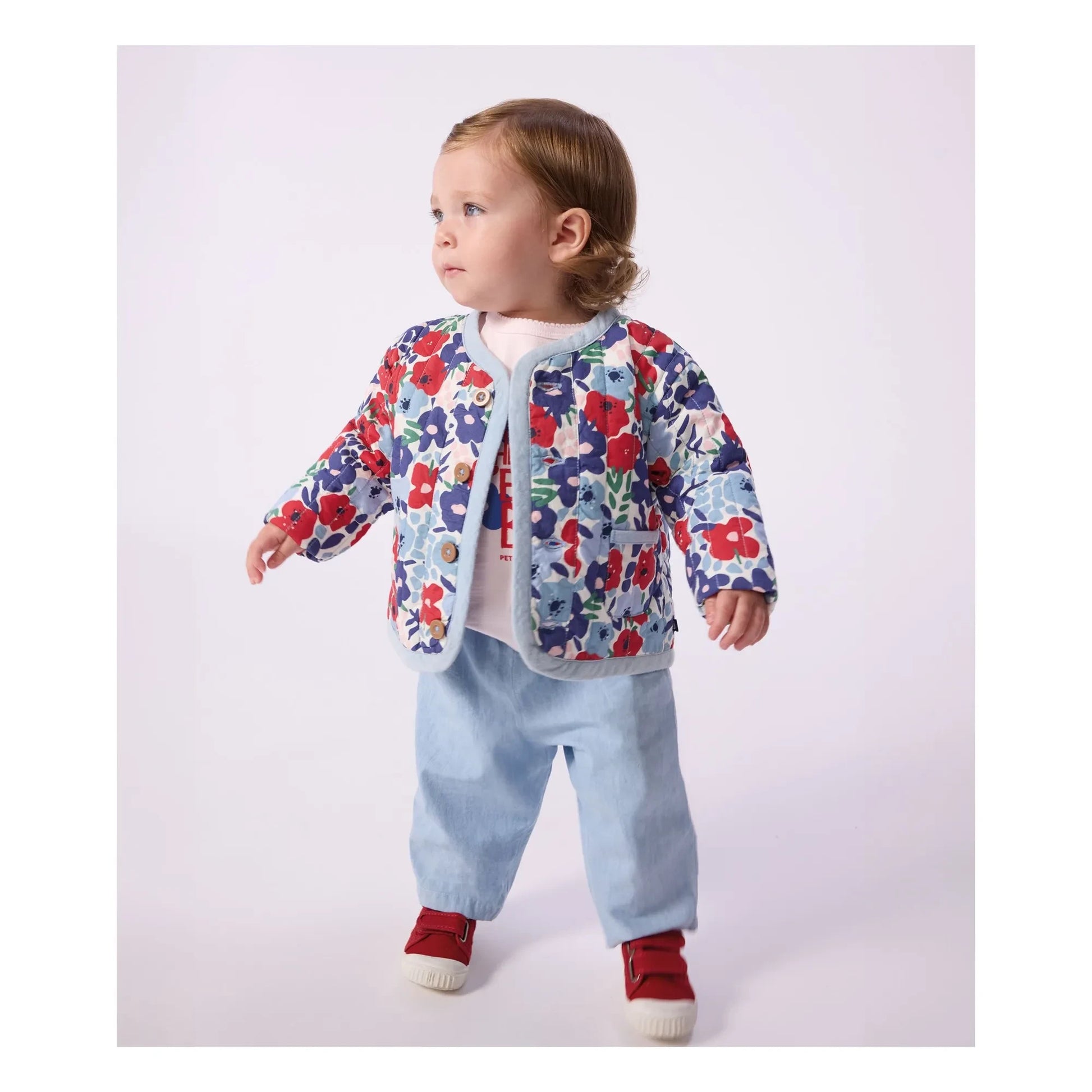 Petit Bateau - Organic Cotton Fleurie Quilted Jacket | Blue