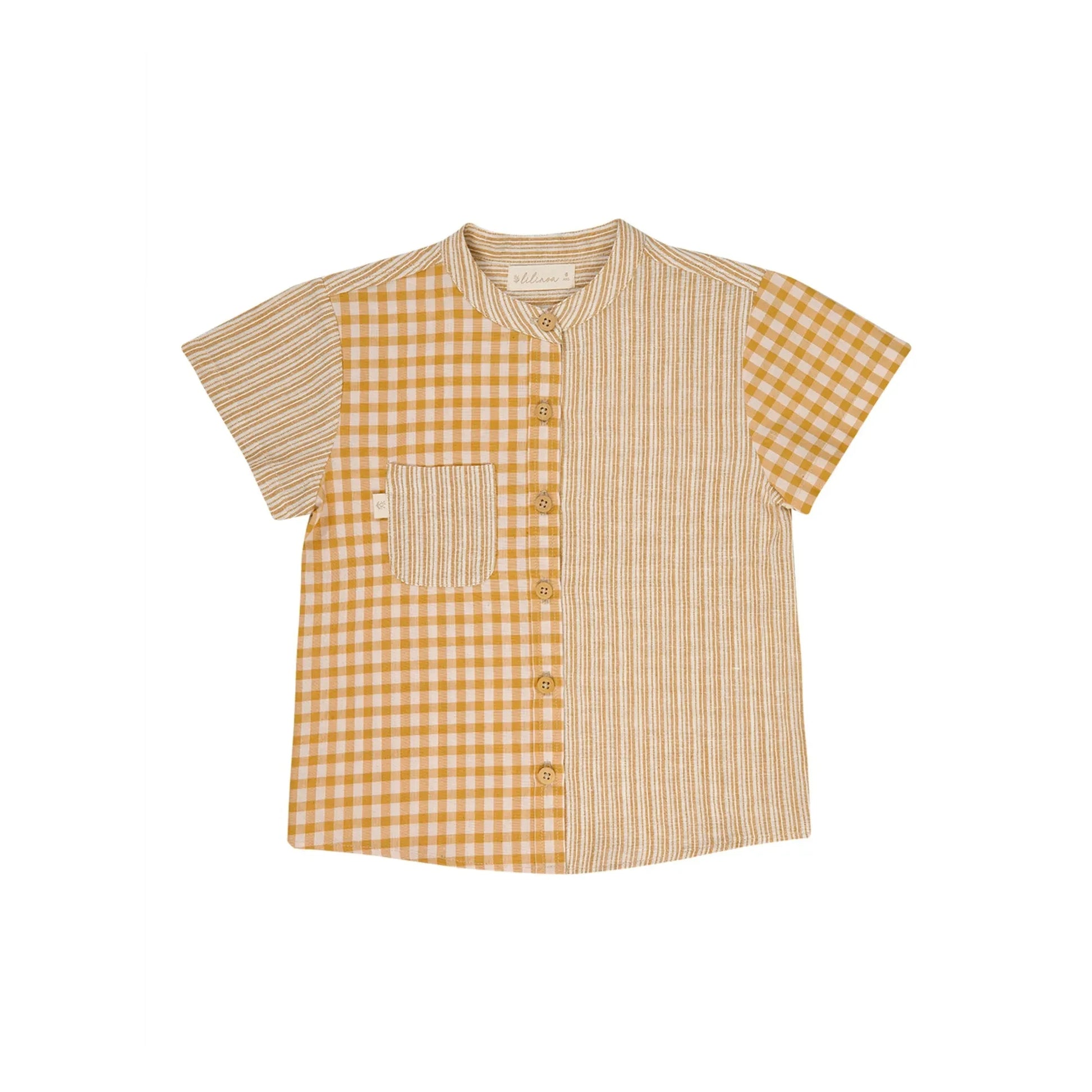 Lilinoa - Alphonse Patchwork shirt | Caramel