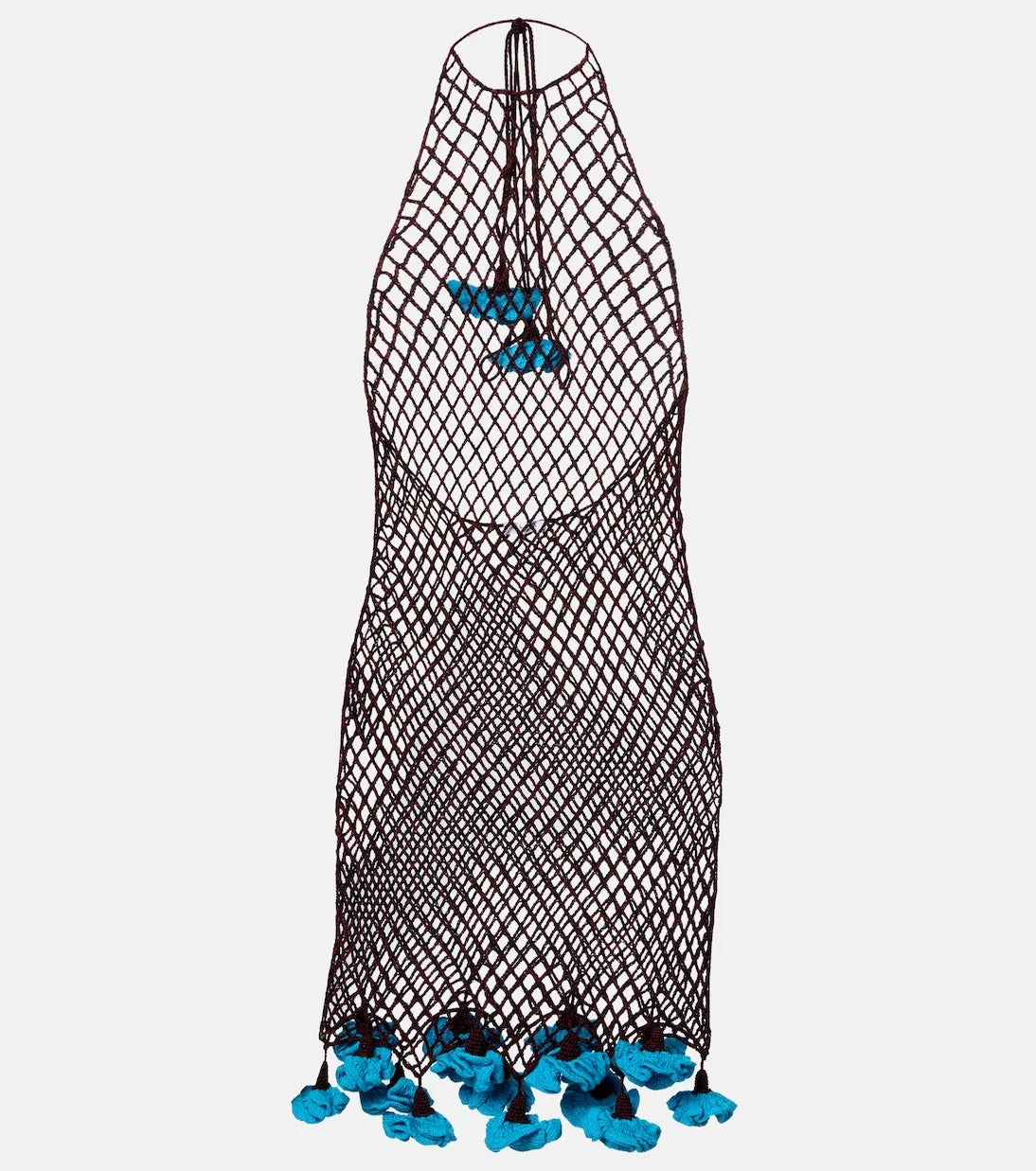 Alaïa - Floral-appliqué open-knit cotton minidress